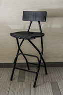 Black folding barstool.