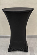Black stretch round table cloth.