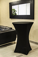 Black stretch round table cloth.